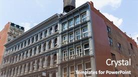  Presentation with industrial buildings new commercial warehouse - Audience pleasing PPT theme consisting of soho buildings facade in manhattan backdrop and a tawny brown colored foreground