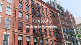  Presentation with new york city - PPT theme enhanced with soho buildings facade in manhattan background and a violet colored foreground