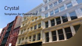  Presentation with new york city - Theme featuring soho buildings facade in manhattan background and a  colored foreground