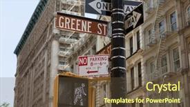 Presentation with new york city - PPT theme having soho greene st sign background and a tawny brown colored foreground