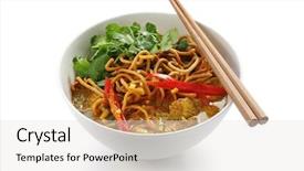 Presentation with noodles - Beautiful theme featuring soi curry noodles thai food backdrop and a light gray colored foreground