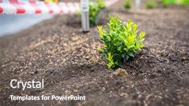  Presentation with soil - Presentation theme having soil building - garden with boxwoods planted background and a gray colored foreground