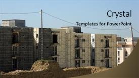  Presentation with building construction - Audience pleasing presentation theme consisting of soil cement - image of construction zone backdrop and a  colored foreground