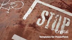  Presentation with stop - Presentation theme featuring soil cement - old and fainted stop word background and a tawny brown colored foreground