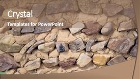  Presentation with cement - Colorful PPT theme enhanced with soil cement - stone wall backdrop and a  colored foreground
