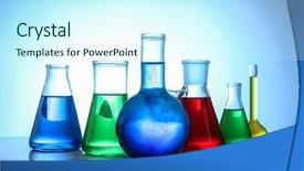  Presentation with soil contamination - Beautiful presentation theme featuring soil contamination - chemical flasks on light background backdrop and a cool aqua colored foreground