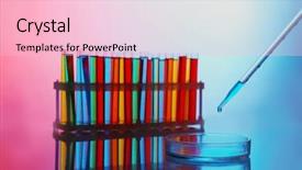  Presentation with test tubes - Colorful slide deck enhanced with soil contamination - chemical test-tubes with medicine dropper backdrop and a  colored foreground