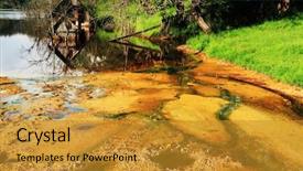  Presentation with copper mine - PPT theme enhanced with soil contamination - nature pollution of a copper background and a gold colored foreground