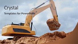  Presentation with excavator - Cool new presentation design with soil earth - excavator in sandpit with raised backdrop and a  colored foreground