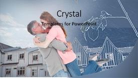  Presentation with people helping each teamwork couple - Colorful presentation theme enhanced with soil engineering - casual couple hugging each other backdrop and a  colored foreground