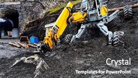  Presentation with soil engineering - Slide deck enhanced with soil engineering - excavator standing in the mud background and a dark gray colored foreground