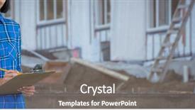  Presentation with construction materials - PPT theme featuring soil engineering - female architect writing on clipboard background and a gray colored foreground