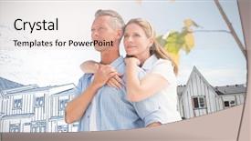  Presentation with couple - Slide set consisting of soil engineering - mature couple embracing against nice background and a  colored foreground