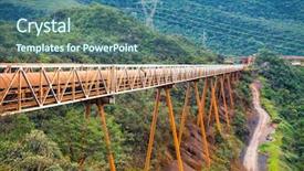  Presentation with conveyor belt - Slide deck enhanced with soil engineering - ore conveyor belt larg equipment background and a ocean colored foreground