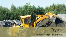  Presentation with wheel loader - Cool new presentation theme with soil excavatiom - wheel loader excavator at work backdrop and a mint green colored foreground