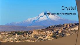  Presentation with soil formation - Slide set featuring soil formation - cappadocia landscape view to erciyes background and a light blue colored foreground