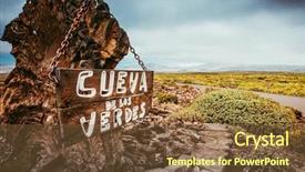  Presentation with soil formation - Slides featuring soil formation - entrance and signboard to cueva background and a  colored foreground