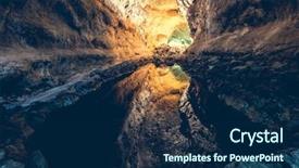  Presentation with cave - Cool new slide set with soil formation - picturesque volcanic cueva de los backdrop and a navy blue colored foreground