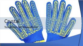  Presentation with five sided blue to white - Amazing theme having soil mechanics - blue work gloves isolated backdrop and a teal colored foreground