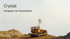  Presentation with soil mechanics - PPT theme having soil mechanics - bulldozer working on sand heap background and a white colored foreground