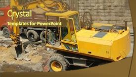  Presentation with dump truck - Slides consisting of soil mechanics - digger and dump truck background and a tawny brown colored foreground