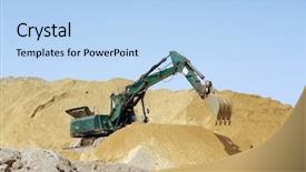  Presentation with mechanics - PPT theme having soil mechanics - digger working on sand heap background and a light blue colored foreground