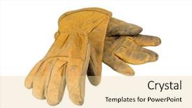  Presentation with soil mechanics - Presentation design enhanced with soil mechanics - dirty leather work-gloves background and a lemonade colored foreground