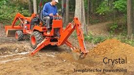  Presentation with mechanics - Colorful presentation enhanced with soil mechanics - man digging foundation trench backdrop and a coral colored foreground