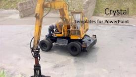  Presentation with soil mechanics - Cool new presentation theme with soil mechanics - mechanician servicing the digger backdrop and a coral colored foreground