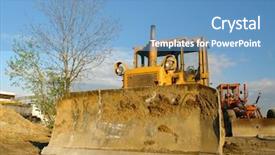  Presentation with construction site construction - Audience pleasing presentation theme consisting of soil mechanics - two bulldozers parked backdrop and a teal colored foreground