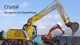  Presentation with construction work - Cool new slide deck with soil mechanics - two diggers at work backdrop and a light blue colored foreground