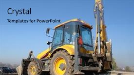  Presentation with mechanics - PPT theme consisting of soil mechanics - yellow backhoe loader parked background and a teal colored foreground