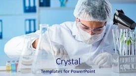  Presentation with scientist - Slides consisting of soil microbiology - male scientist researcher doing experiment background and a lemonade colored foreground