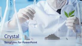  Presentation with scientist - Presentation consisting of soil microbiology - male scientist researcher doing experiment background and a sky blue colored foreground