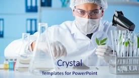  Presentation with scientist - Audience pleasing slides consisting of soil microbiology - male scientist researcher doing experiment backdrop and a lemonade colored foreground