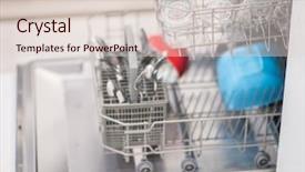  Presentation with clean - PPT layouts with soil plastic - open dishwasher with clean glass background and a lemonade colored foreground
