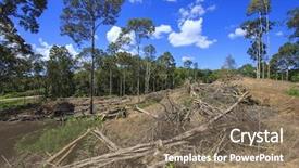  Presentation with destruction - Presentation design featuring soil pollution oil - deforestation logging environmental damage destruction background and a  colored foreground