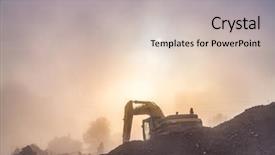  Presentation with vehicle - PPT theme having soil polution - construction vehicle works background and a soft green colored foreground