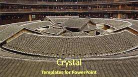  Presentation with dwelling - Audience pleasing presentation consisting of soil structure - tulou traditional dwelling ethnic hakka backdrop and a tawny brown colored foreground