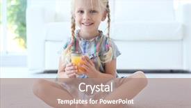  Presentation with juice - PPT layouts consisting of soil waste - cute little girl with glass background and a coral colored foreground