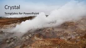  Presentation with iceland - Theme featuring soil with steamy geyser mist background and a light blue colored foreground