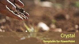  Presentation with soil - Slides enhanced with fertile soils - closeup of farmer's hands pouring background and a tawny brown colored foreground