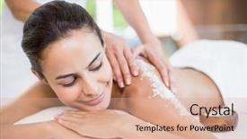  Presentation with close up of young girls - PPT theme consisting of soins - close-up of beautiful young woman background and a  colored foreground