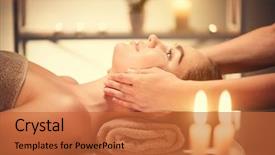  Presentation with face massage spa skin - Audience pleasing slides consisting of soins - spa woman massage face massage backdrop and a red colored foreground