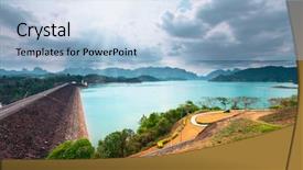  Presentation with national - Beautiful theme featuring sok national park ratchaprapa dam backdrop and a light blue colored foreground