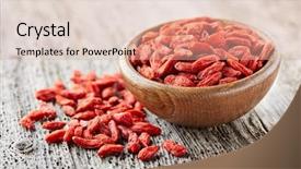  Presentation with goji - Amazing PPT layouts having solanaceae - goji berries on a wooden backdrop and a  colored foreground