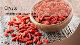  Presentation with goji - Amazing PPT theme having solanaceae - goji berries on a wooden backdrop and a  colored foreground