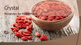  Presentation with goji - Theme having solanaceae - goji berries on a wooden background and a  colored foreground