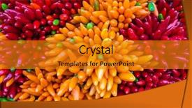  Presentation with red chilly - Colorful PPT theme enhanced with solanaceae - red hot chilly pepers closeup backdrop and a  colored foreground