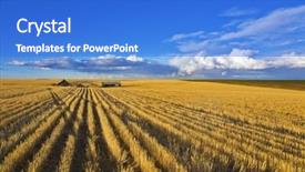  Presentation with solar farm - Beautiful PPT theme featuring solar autumn midday on fields backdrop and a cobalt blue colored foreground